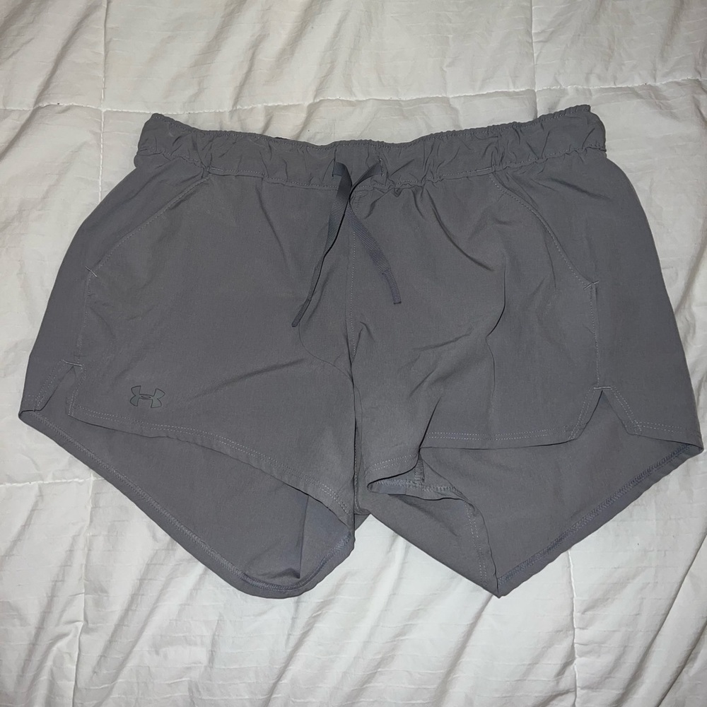 silver/grey underarmour running shorts